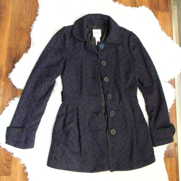 Dark Purple & Black Candies Pea Coat - Picture 3 of 8